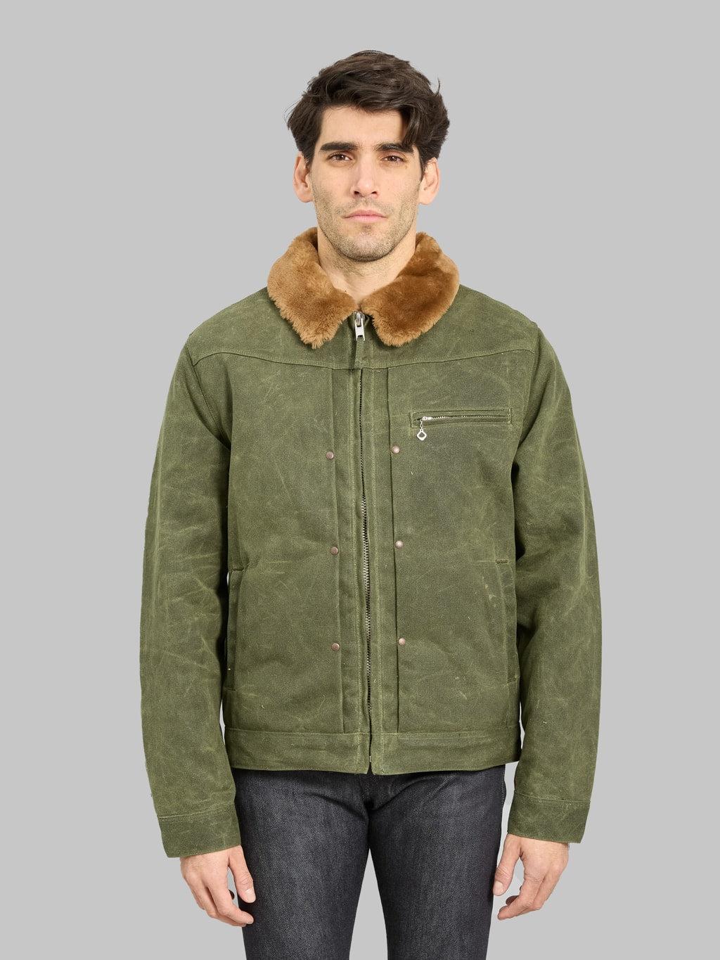 RJ-2 Waxed Canvas 20oz Shearling Jacket Olive