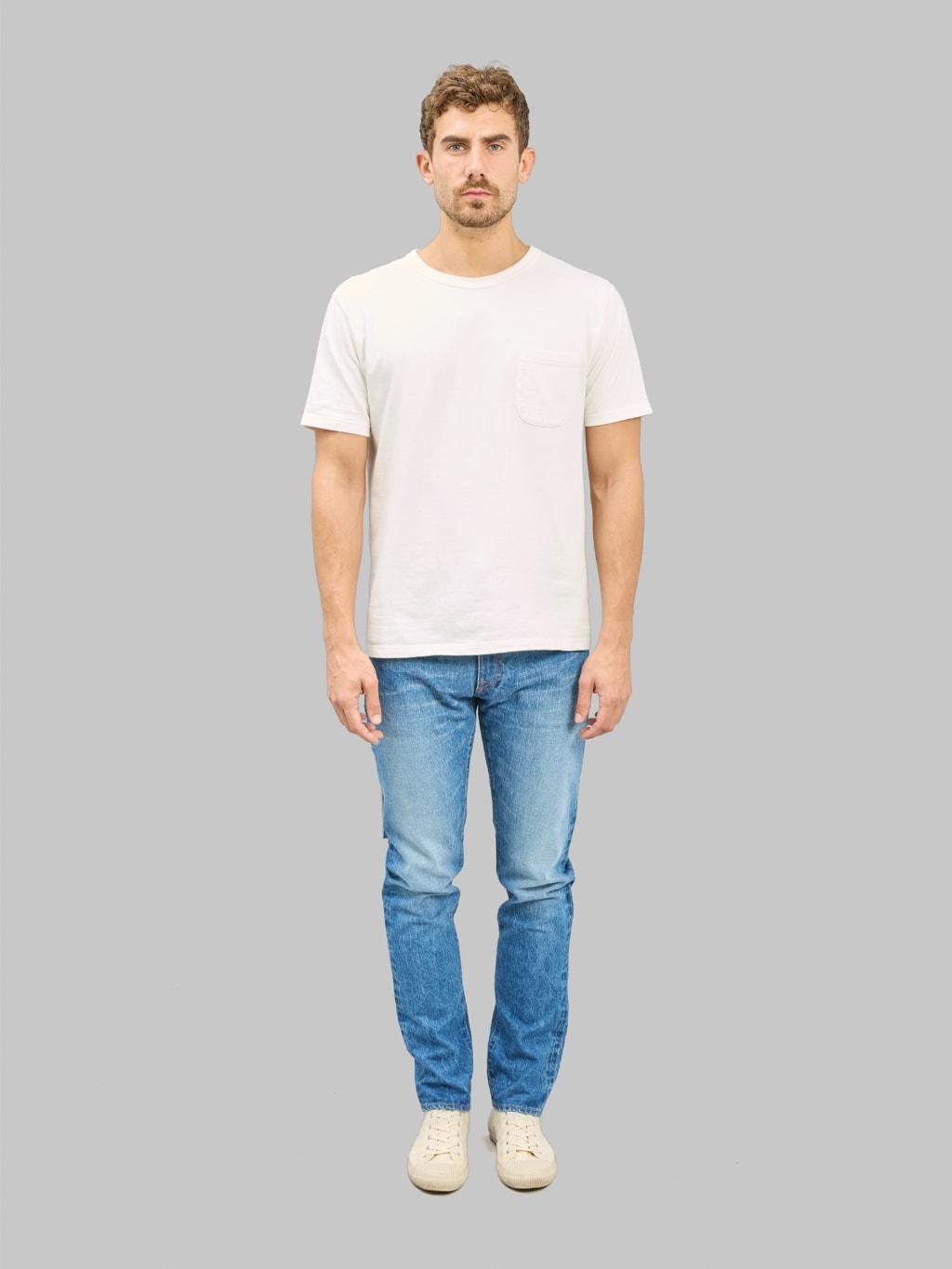 J301-MID 14.8oz US Cotton Stonewashed Circle Straight Jeans Middle Indigo