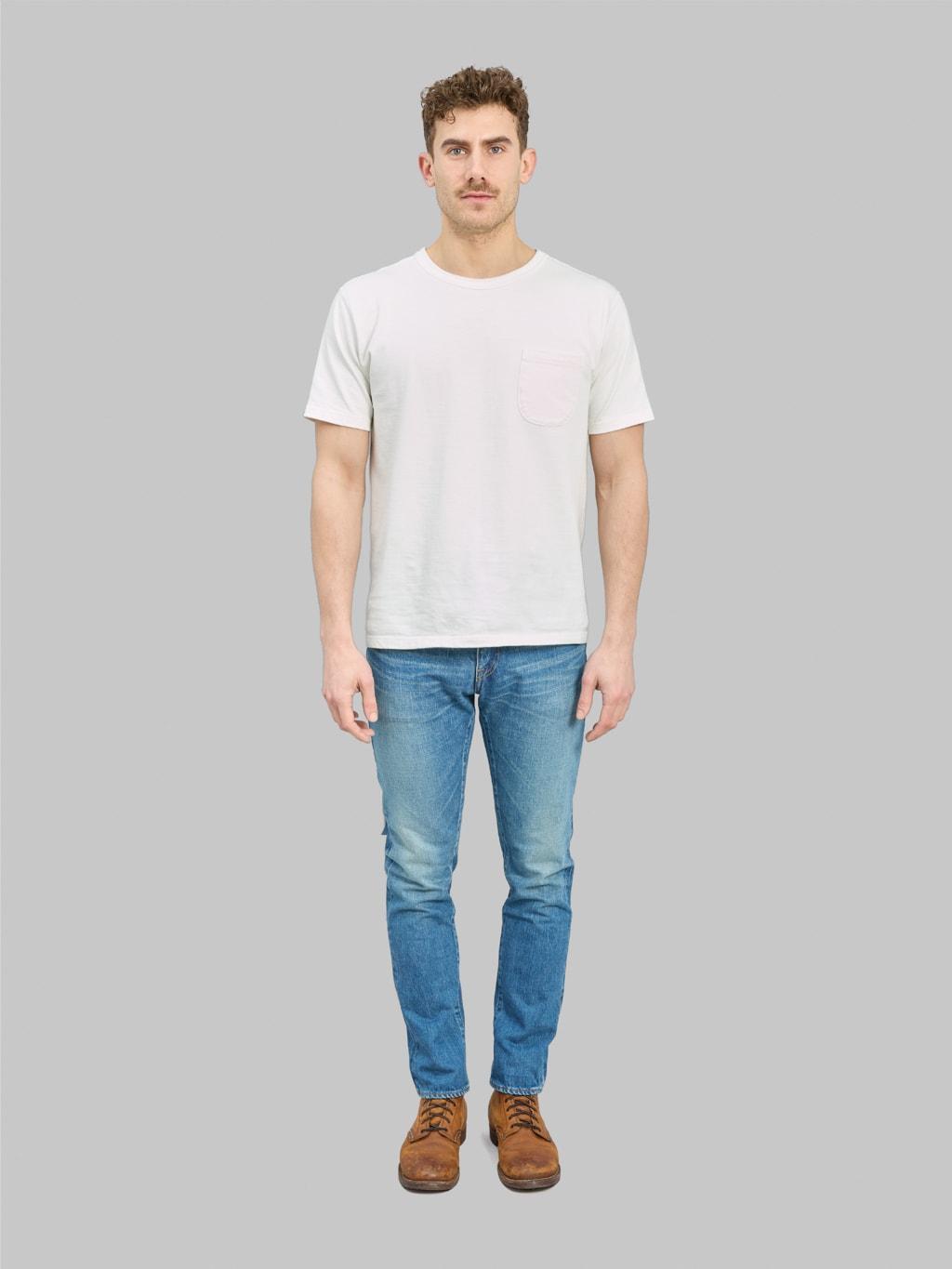 J304-MID 12.5oz Africa Cotton Stonewashed Straight Jeans Middle Indigo