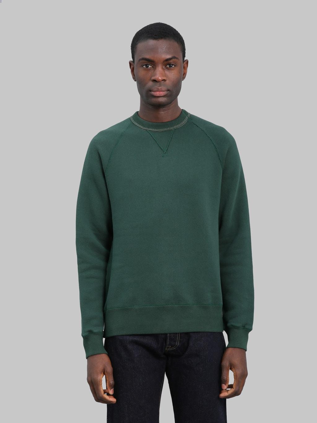 Super Fluffy Knit Raglan V-Gusset Crewneck Sweatshirt Vintage Forest Green