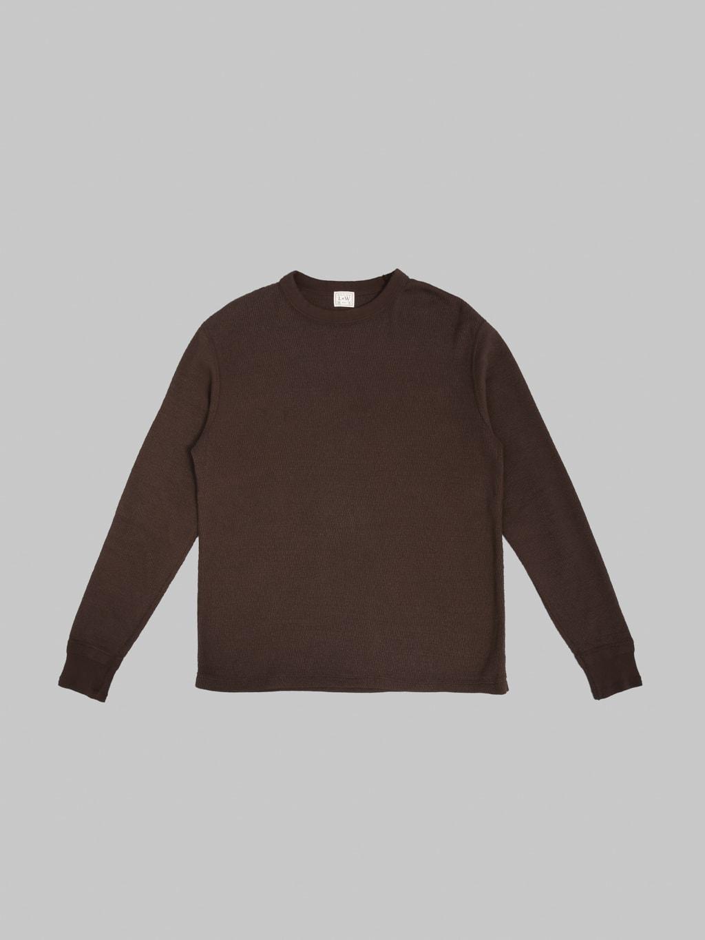 Supima Long Honeycomb Knit Crewneck Thermal Oak Brown