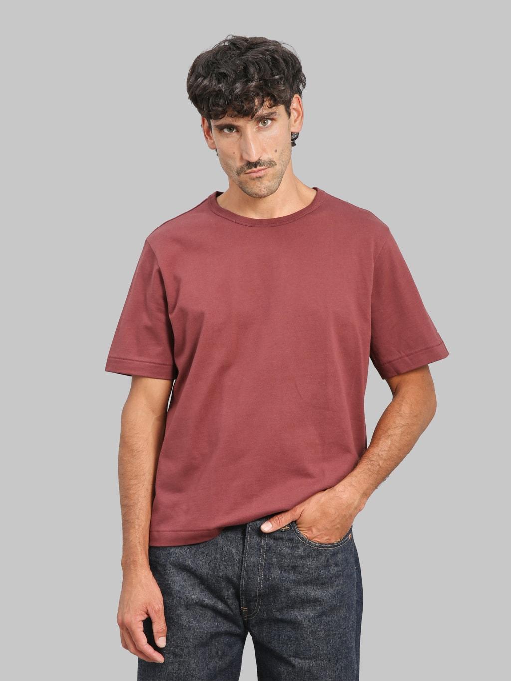 2M15C Sturdy Jersey 6.8oz Crewneck Cropped Classic Fit T-Shirt Burgundy