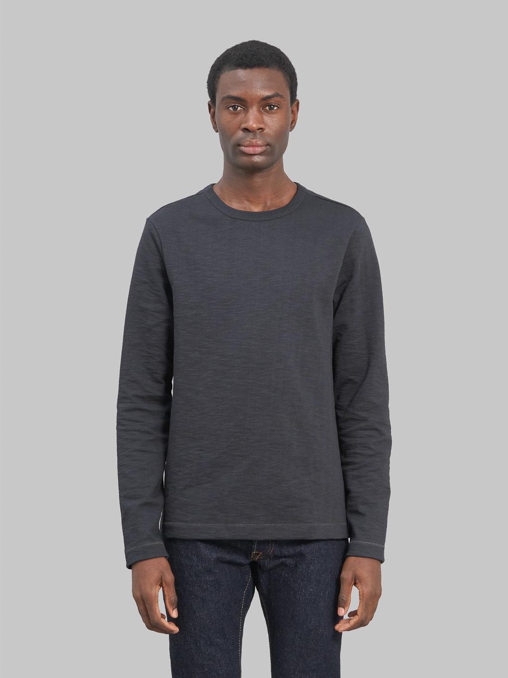 2S18 Super Heavyweight 13.4oz Long Sleeve Crewneck Loopwheeled Relaxed Fit T-Shirt Charcoal