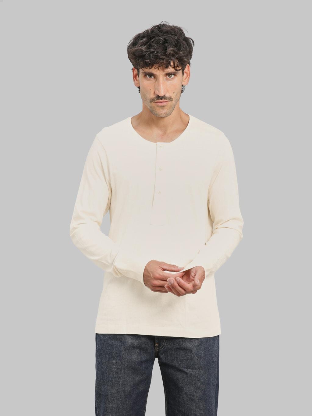 102 Maco-Imit 4.6oz Long Sleeve Loopwheeled Henley T-Shirt Nature