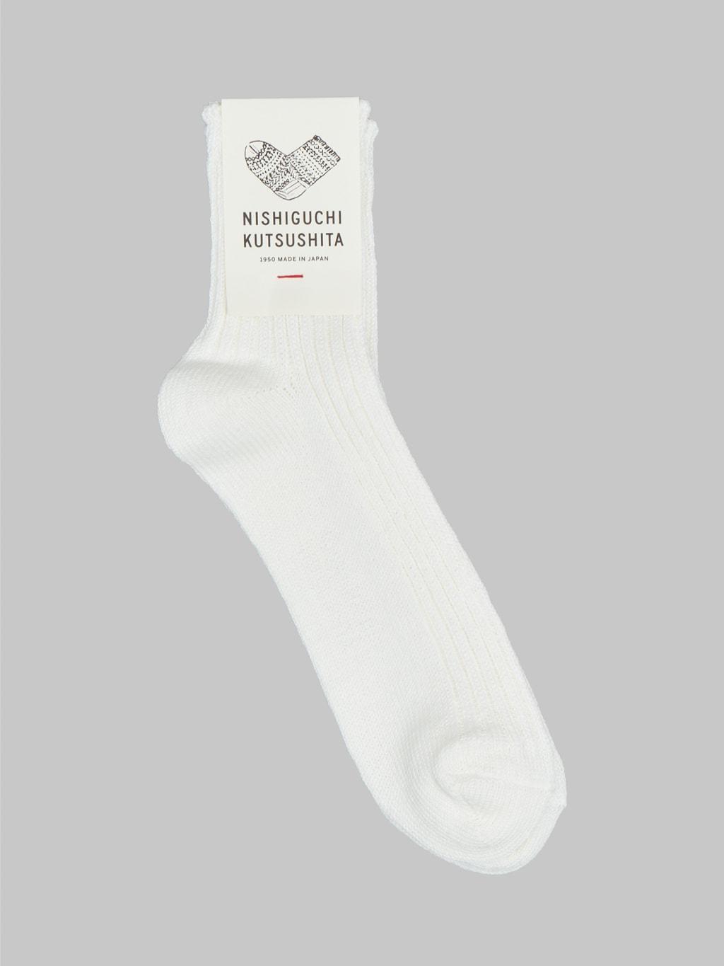 Linen Ribbed Socks Off White
