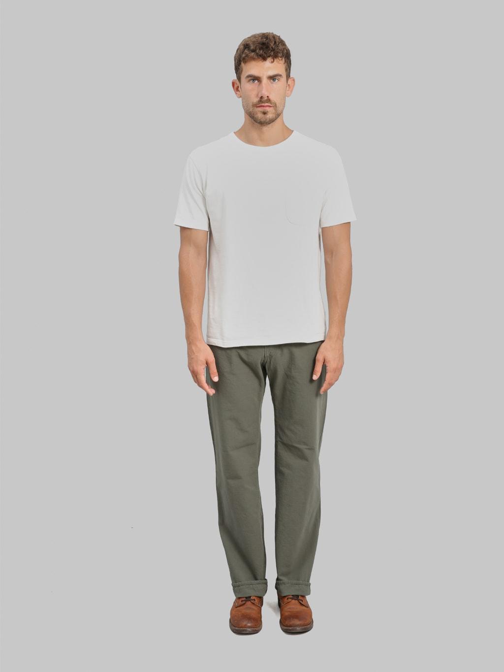 200-8GG "Beta Chambray Green Gray" 8oz Wide Straight Jeans