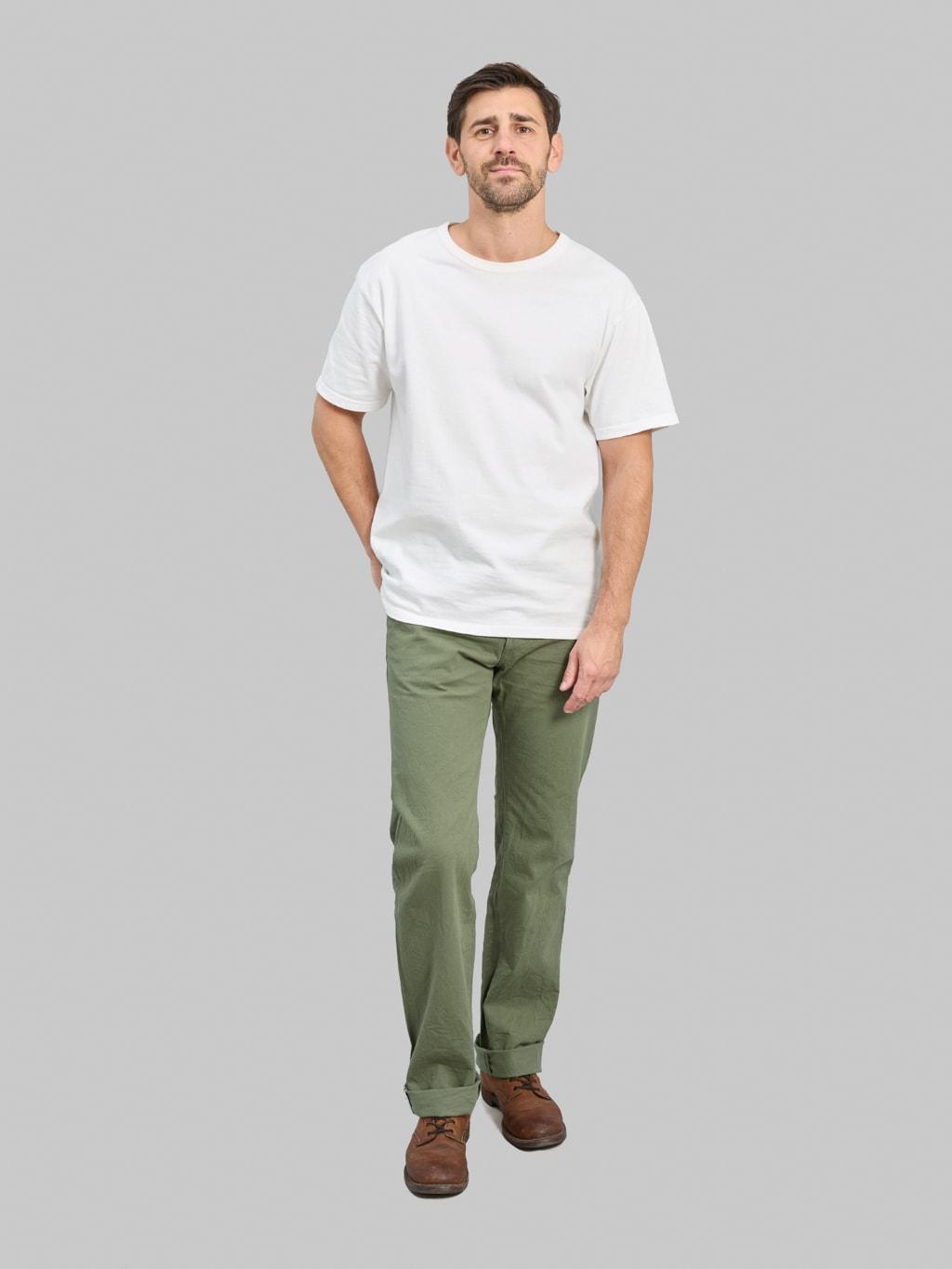 271-SVCOL Just Right Straight Selvedge Chino Cloth Olive Jeans