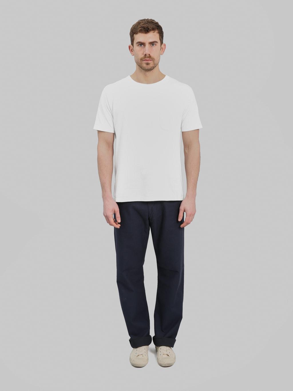 1185-NV Back Satin Sulfur Yarn Dye Piped Straight Trousers Navy