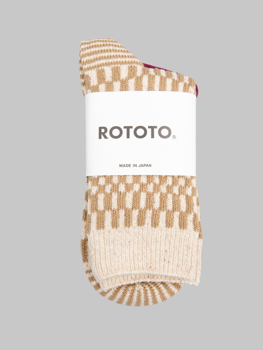 Checkerboard Pattern Socks Khaki