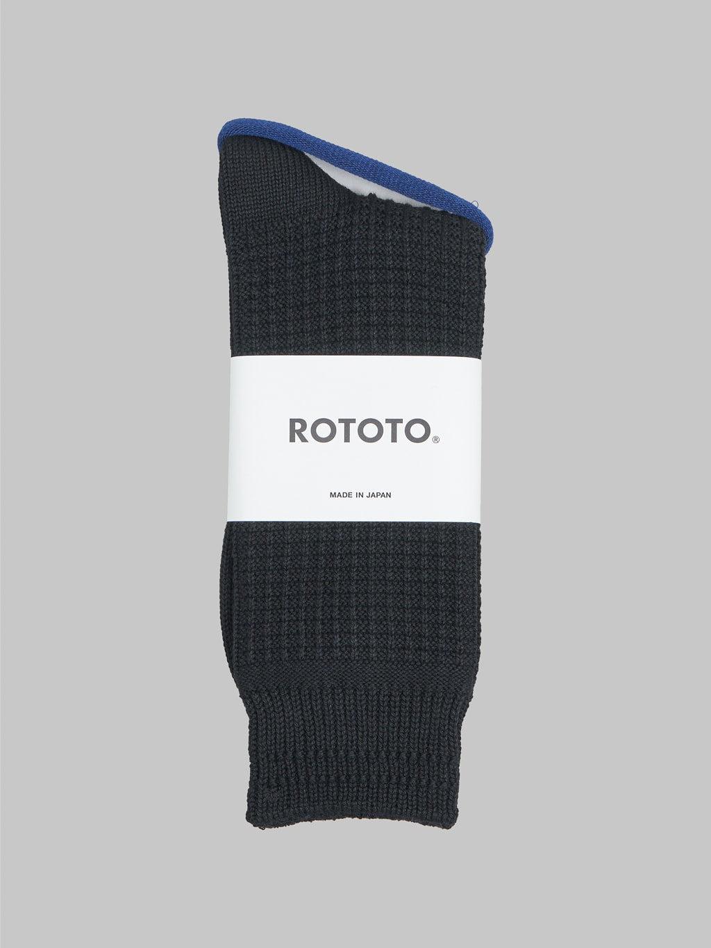 Cotton Waffle Crew Socks Black