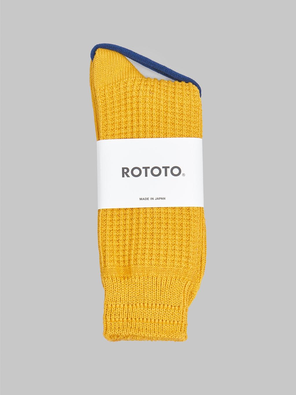 Cotton Waffle Crew Socks Mustard