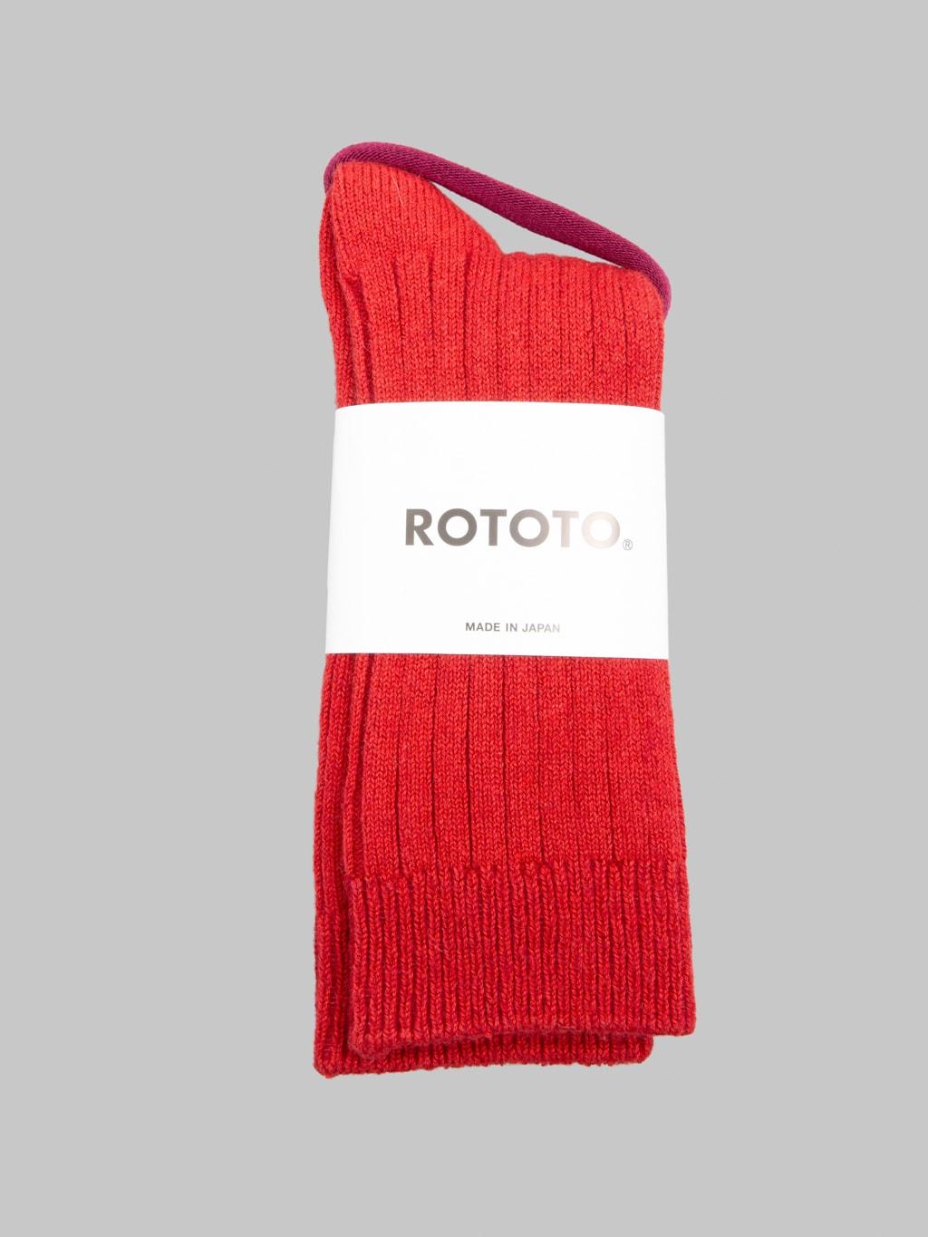 Cotton Wool Ribbed Crew Socks Red