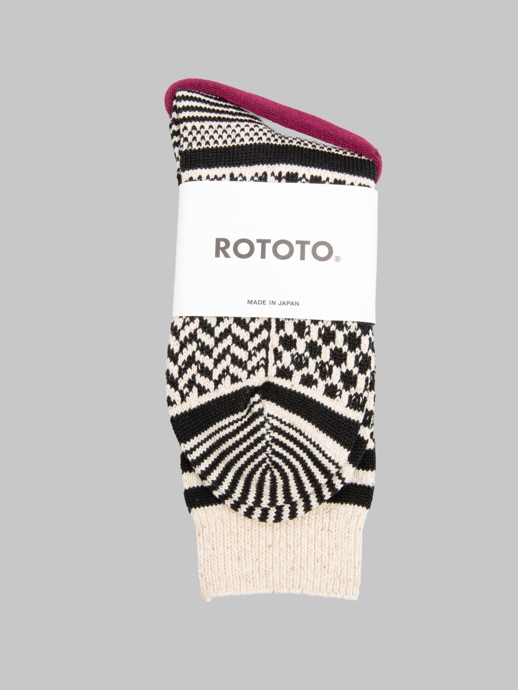 Multi Jacquard Crew Socks Ivory/Black