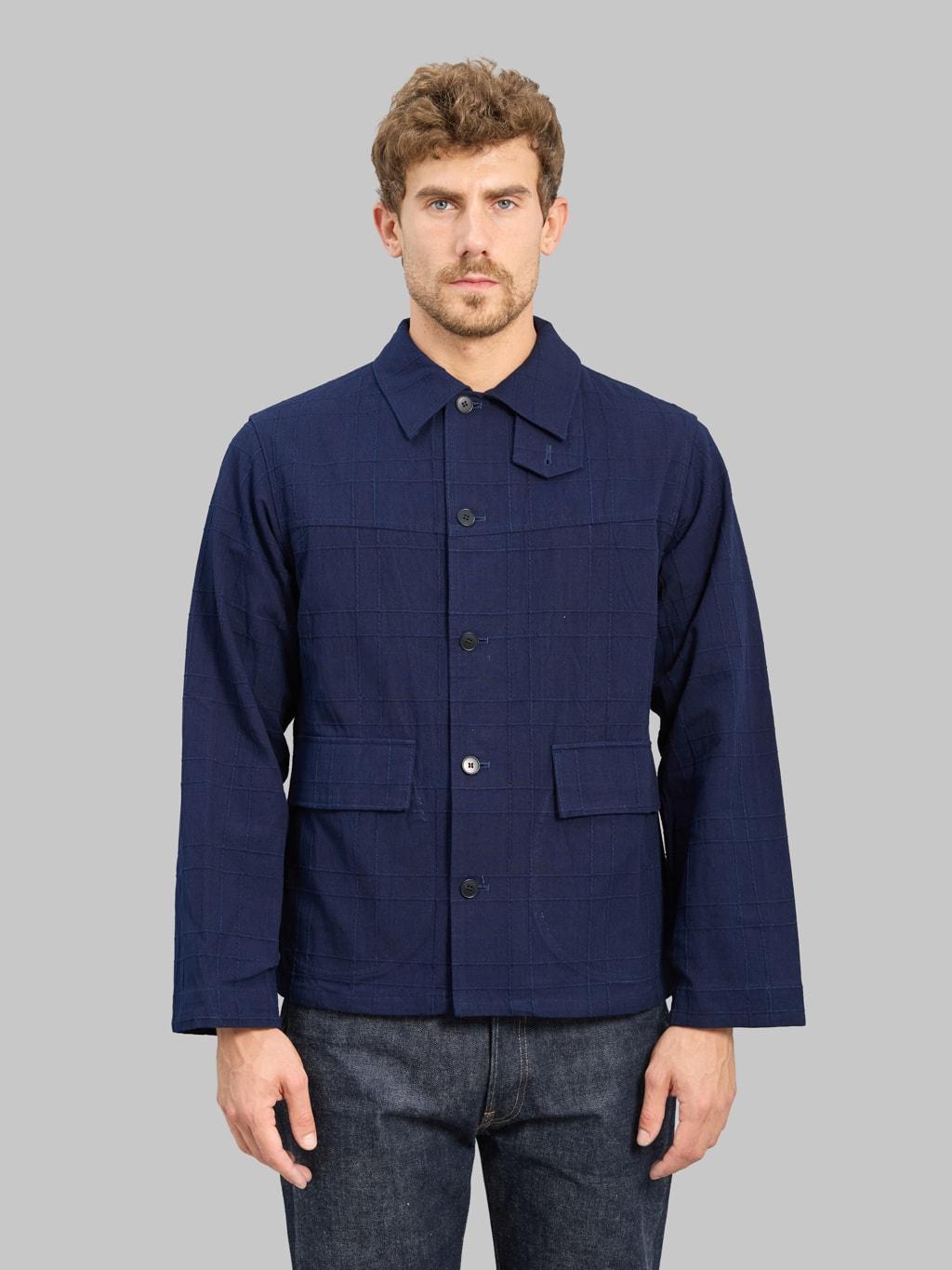 SJSJK26-ARS Indigo Sashiko Lattice Dobby Jacket