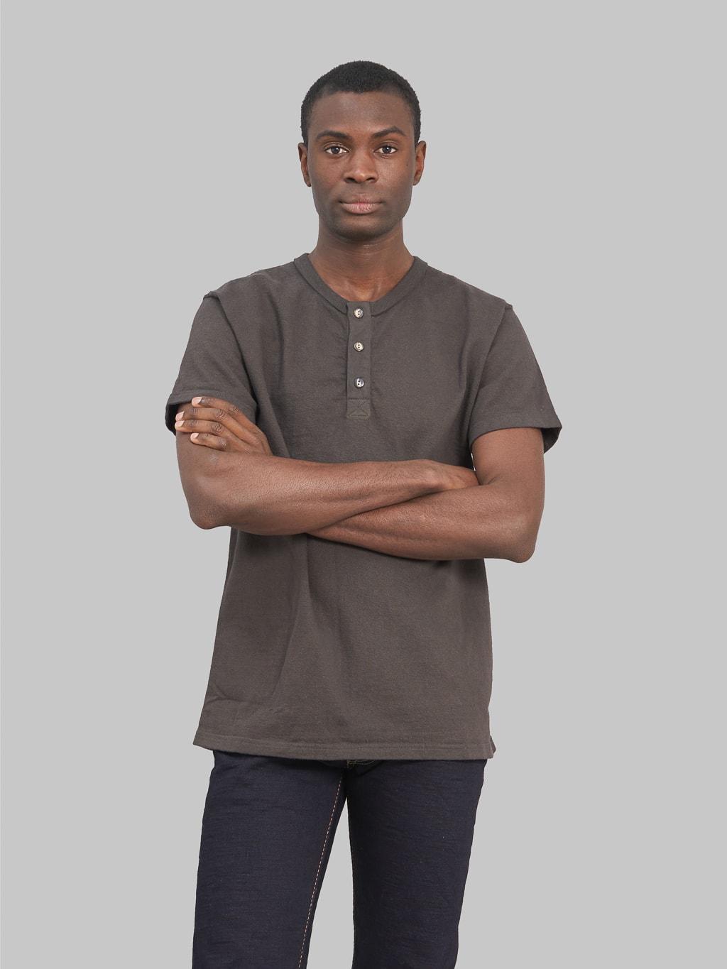 SJST-SC02 Japanese Cotton Henley T-Shirt Kuromame