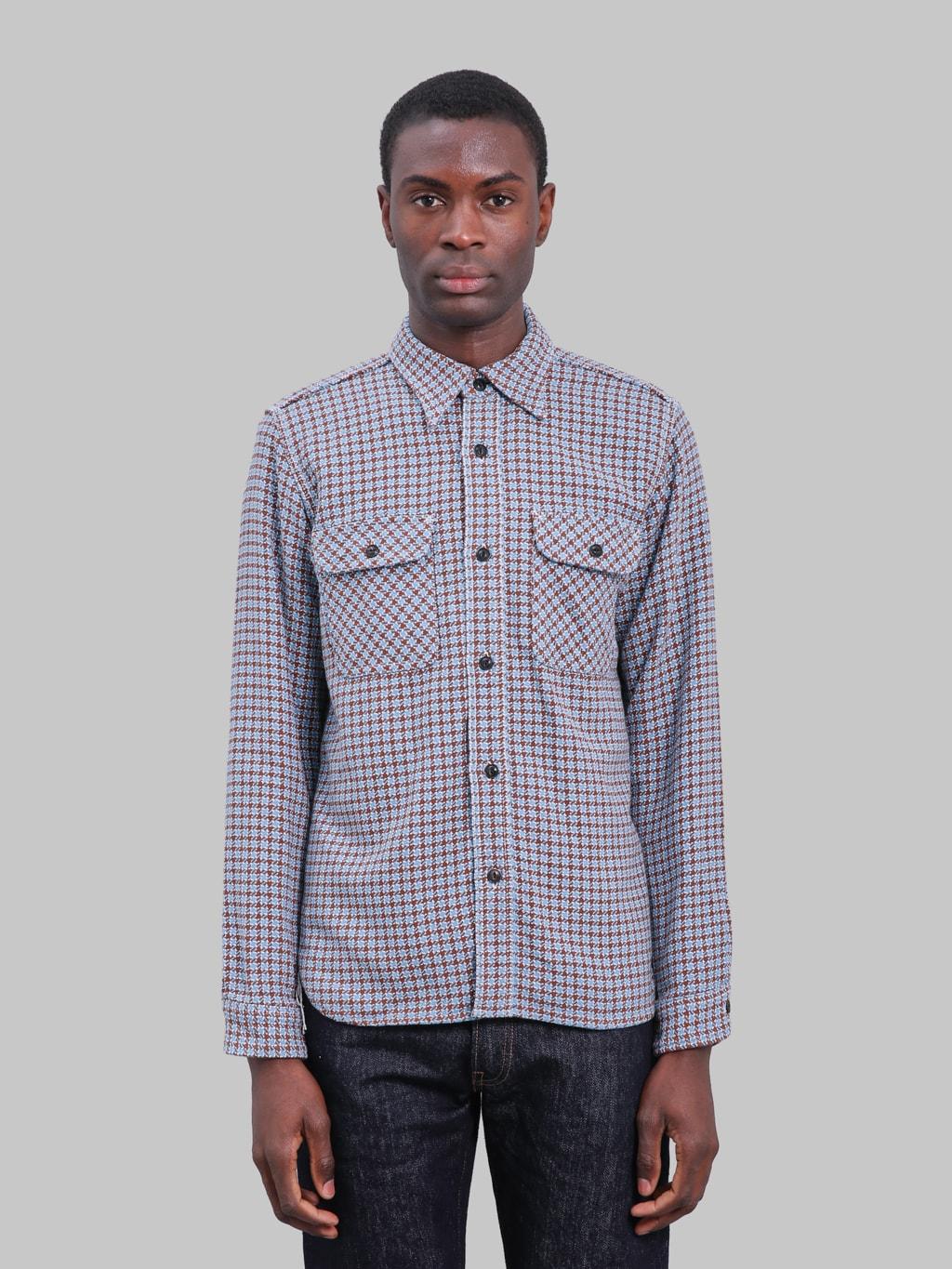 SIN25-02W Western Cut Cheese Indigo Heavy Flannel Work Shirt