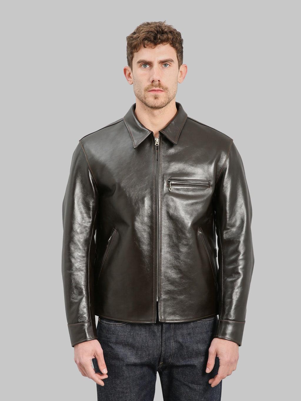 FN-LJ-HS005 Horsehide Single Rider's Jacket Seal Brown