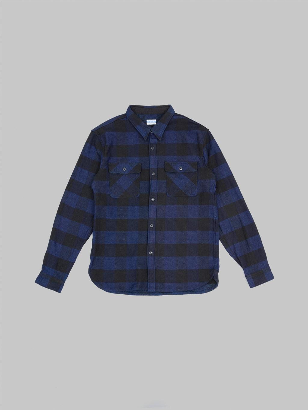 Indigo Block Check Flannel Shirt