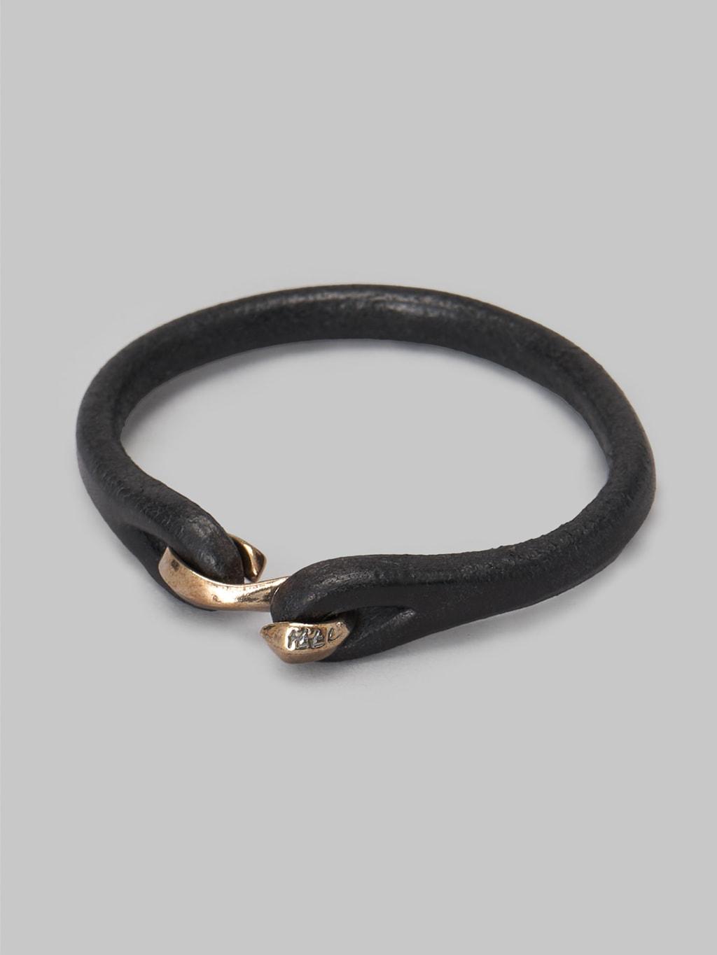 Leather & Silver Single Bracelet Black