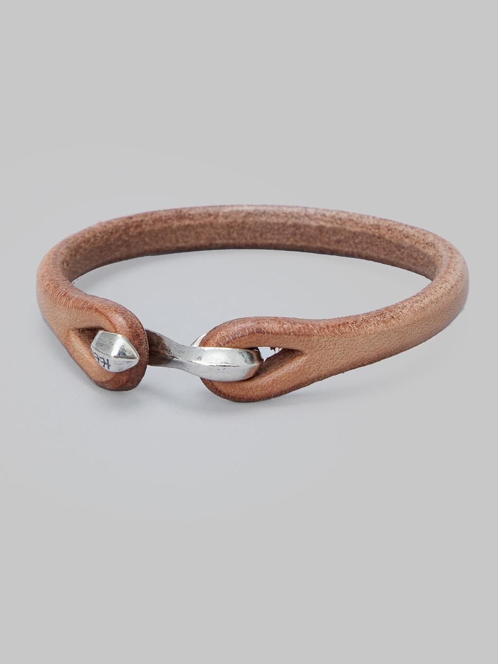 Leather & Silver Single Bracelet Tan