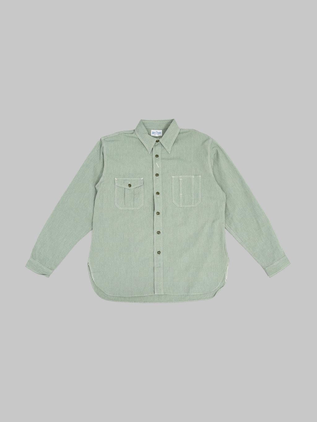 Railhead Engineer Selvedge Salt & Pepper Work Shirt Sage Green