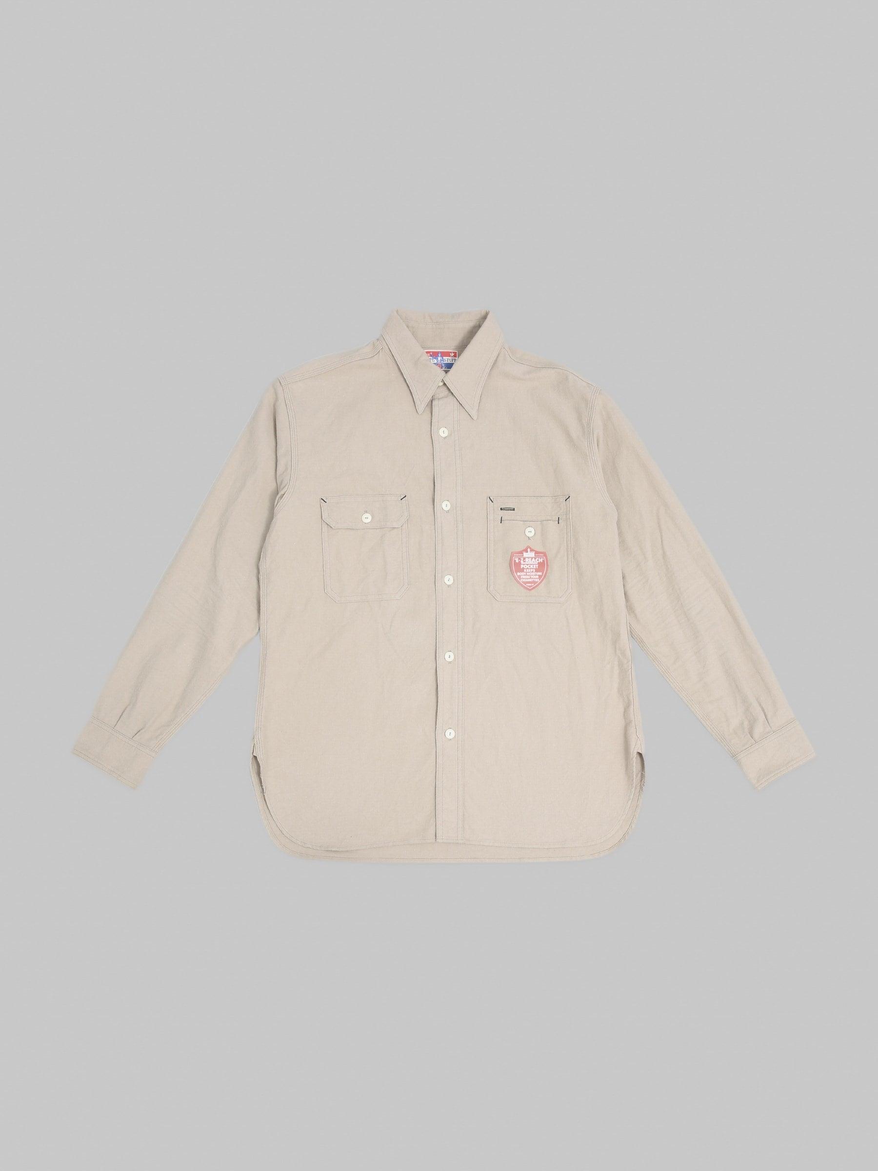 Uncle Sam Brushed Chamois Flannel Cigarette Pocket Work Shirt Sand Grey