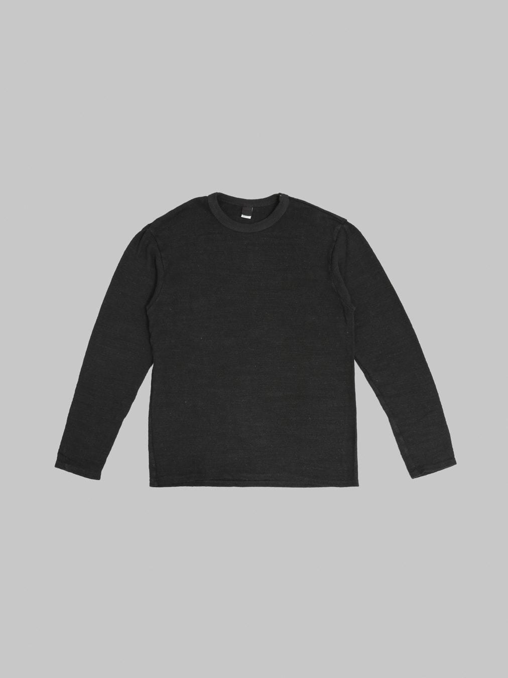 100% Linen Long Sleeve T-Shirt Black