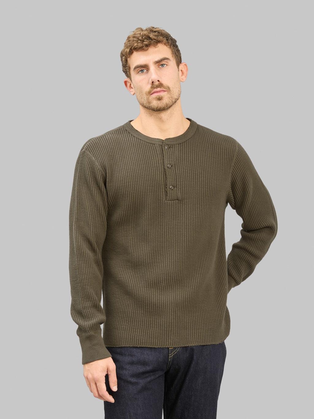 Thermal Big Waffle Henley T-Shirt Brown