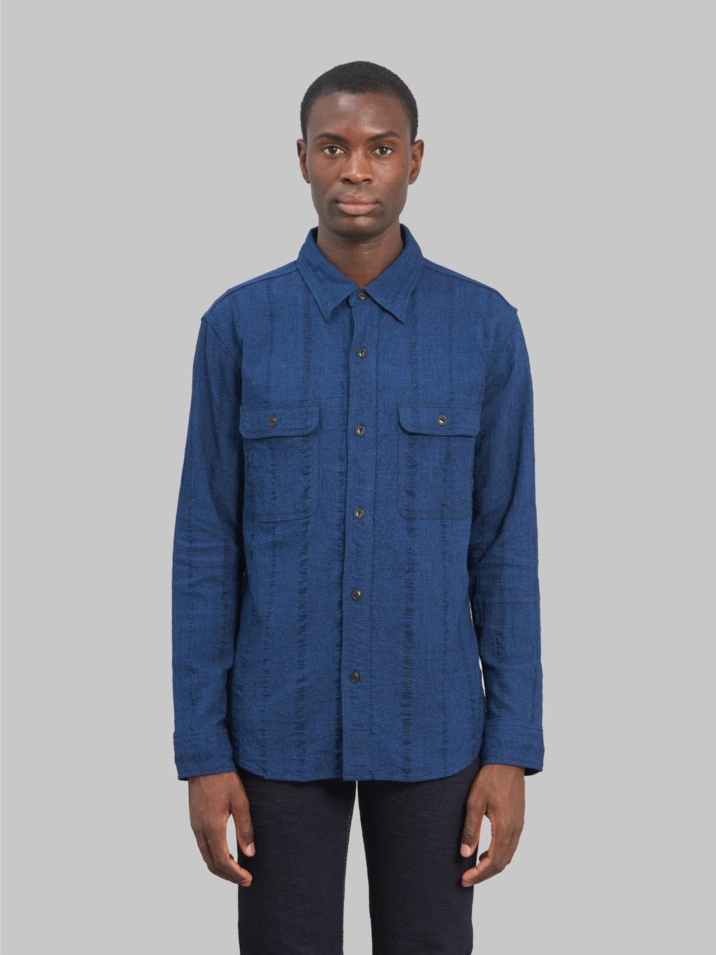 Twisted Yarn Triple Stitch Indigo Shirt
