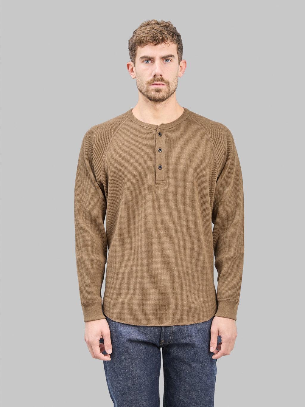 Iron Mordant Foxfibre® Heavyweight Waffle Henley Coyote 80