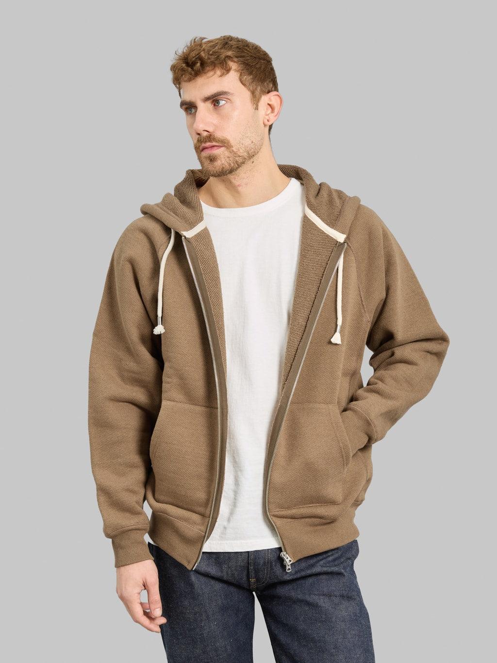 Zip Hoodie Iron Mordant Foxfibre® Double Heavyweight French Terry Coyote 80