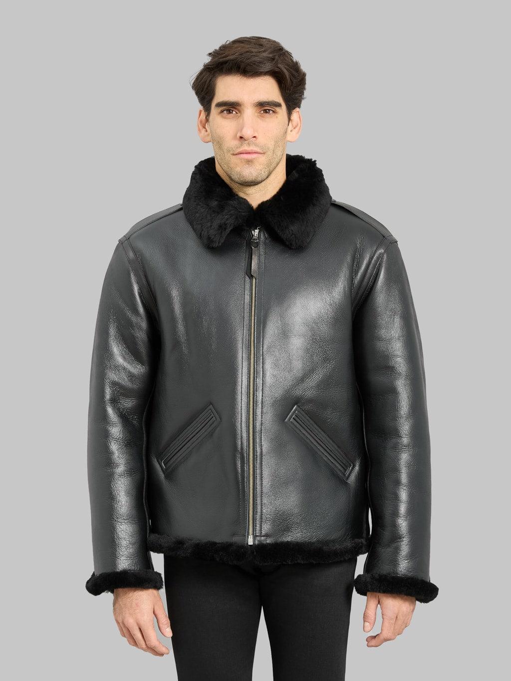 Colomer Mouton Type B-6 Horsehide Mouton Jacket Black