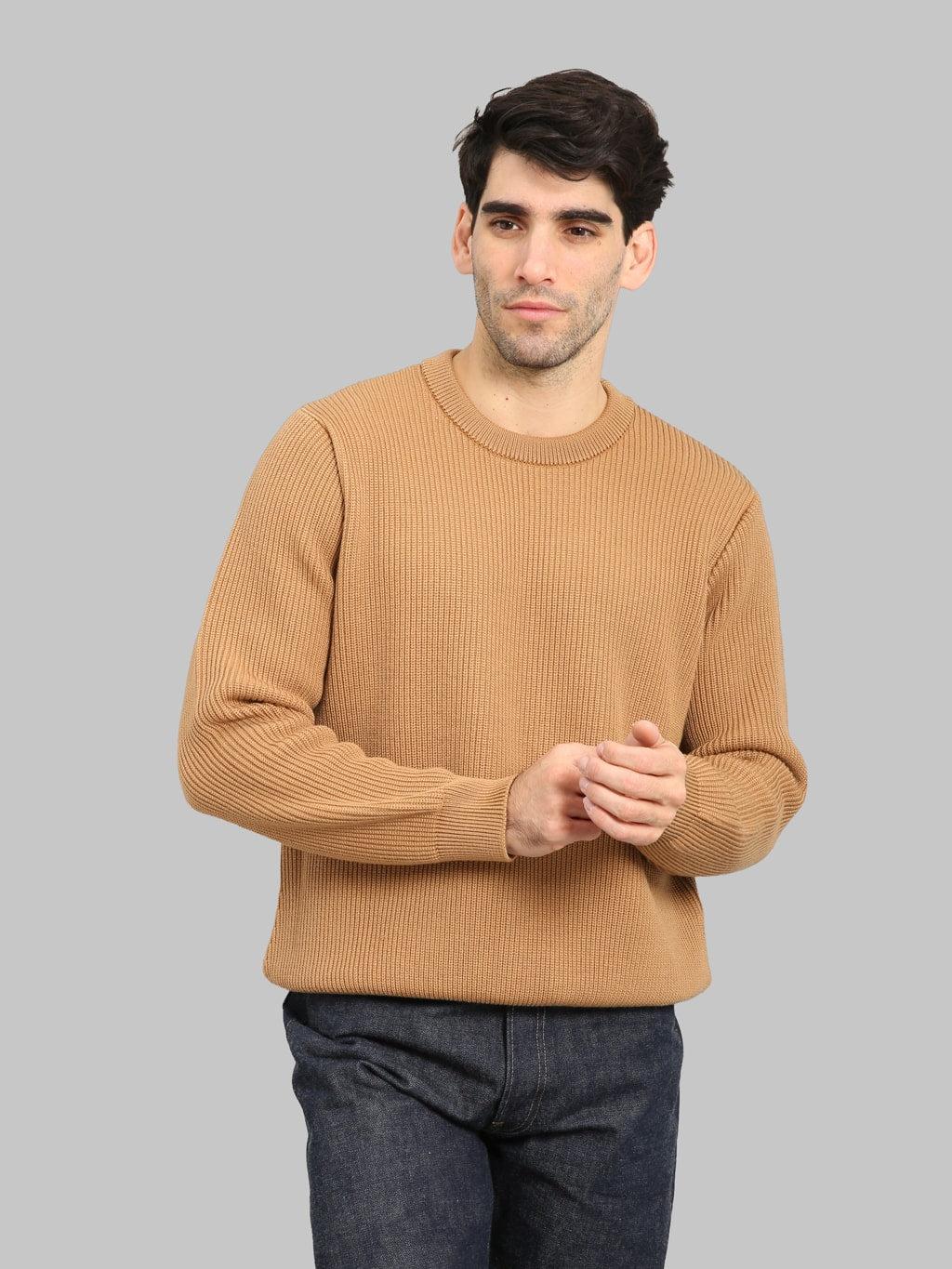 Extra Fine Wool Rib Knit Pullover Camel