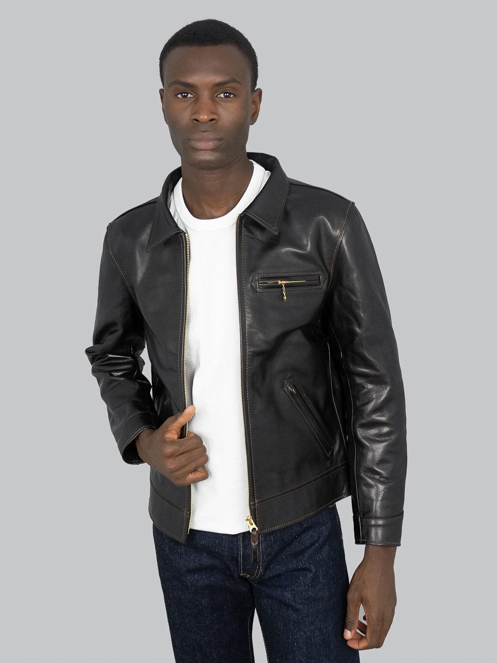 FN-LJ-HS001 Horsehide Single Rider's Jacket Black Aniline