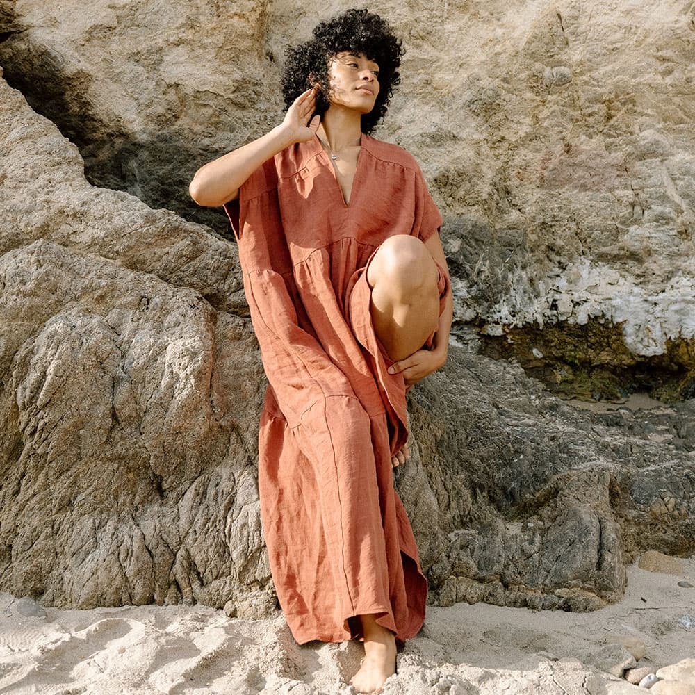 Double V Tiered Maxi Dress