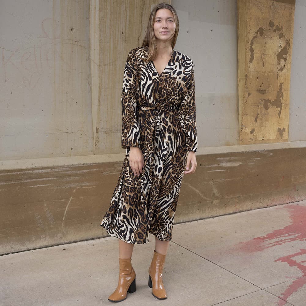 Limited Edition Double V-Neck Long Sleeve Swing Dress