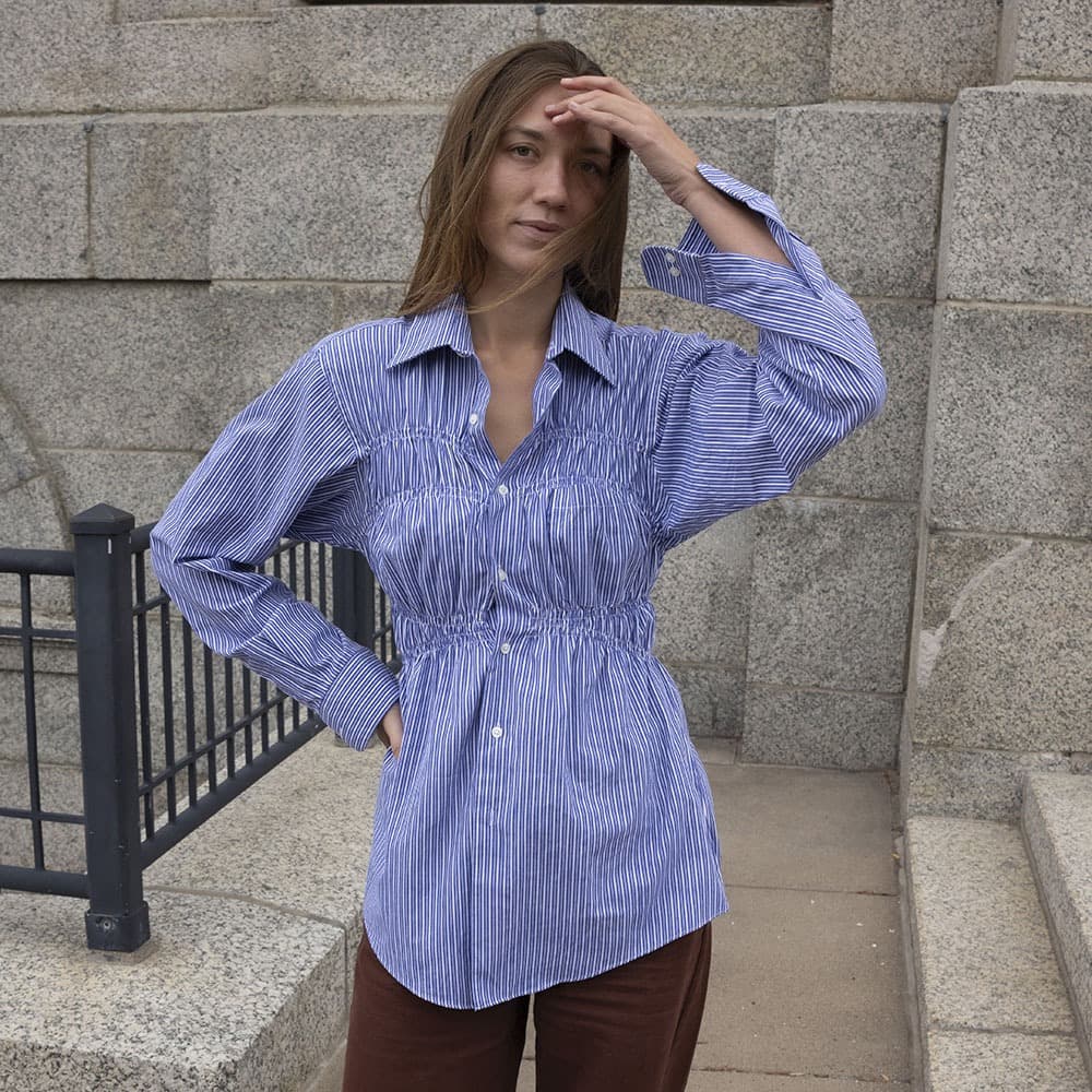 Ruched Button-Up No.014