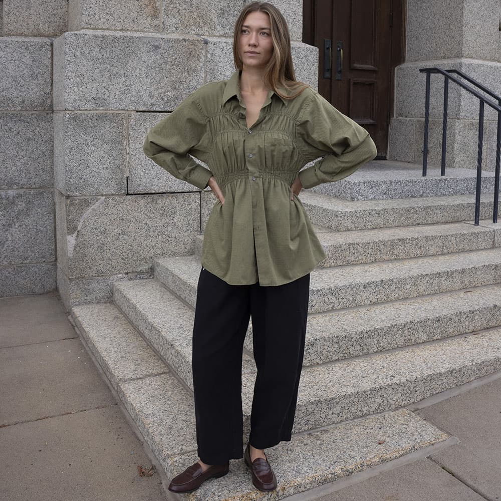 Ruched Button-Up No.004