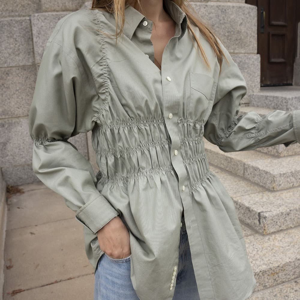 Ruched Button-Up No.009
