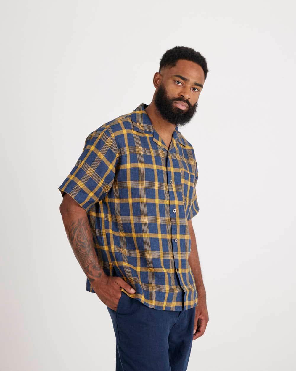 Linen Open Collar Shirt