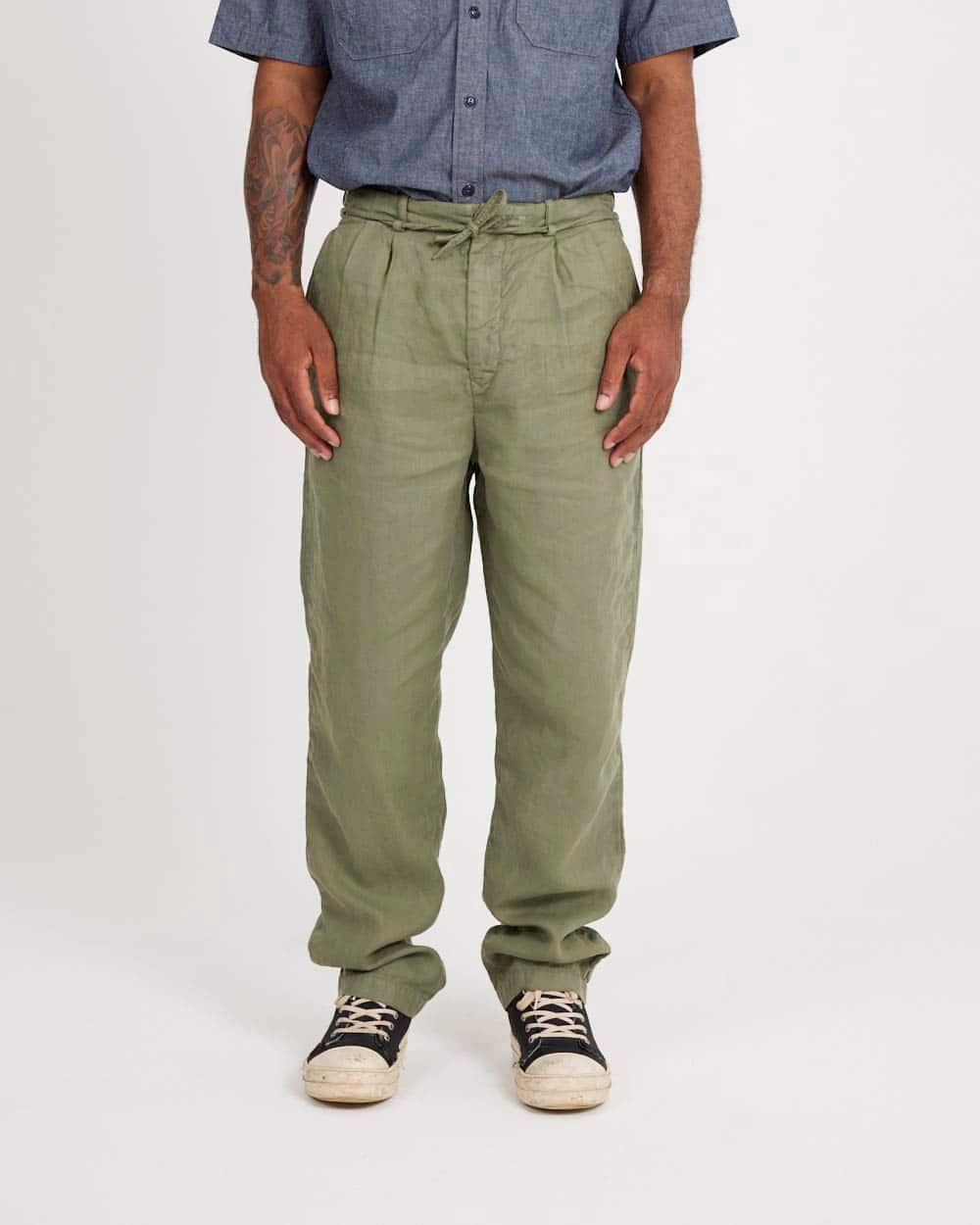 Linen Tapered 2 Tuck Pants