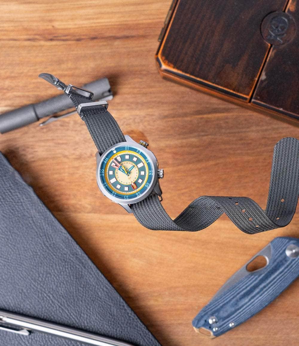 Steel Grey Zero-Pass Ribbed Nylon Strap