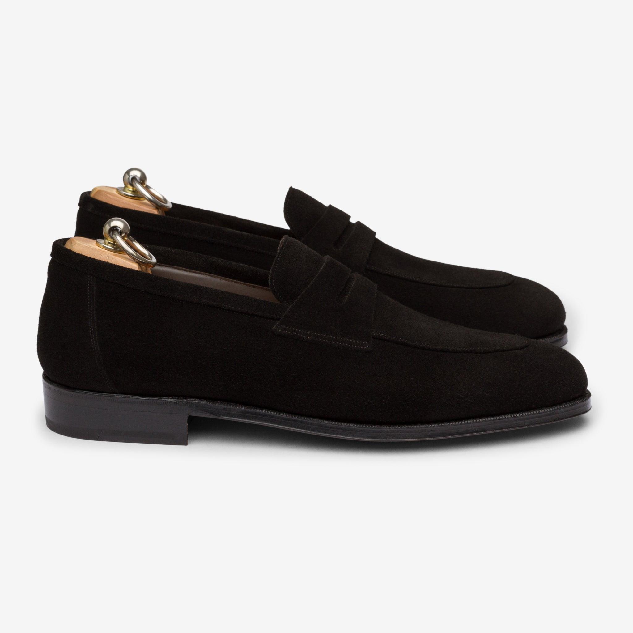 Folded Penny Loafer | Black Suede - Rufer Last
