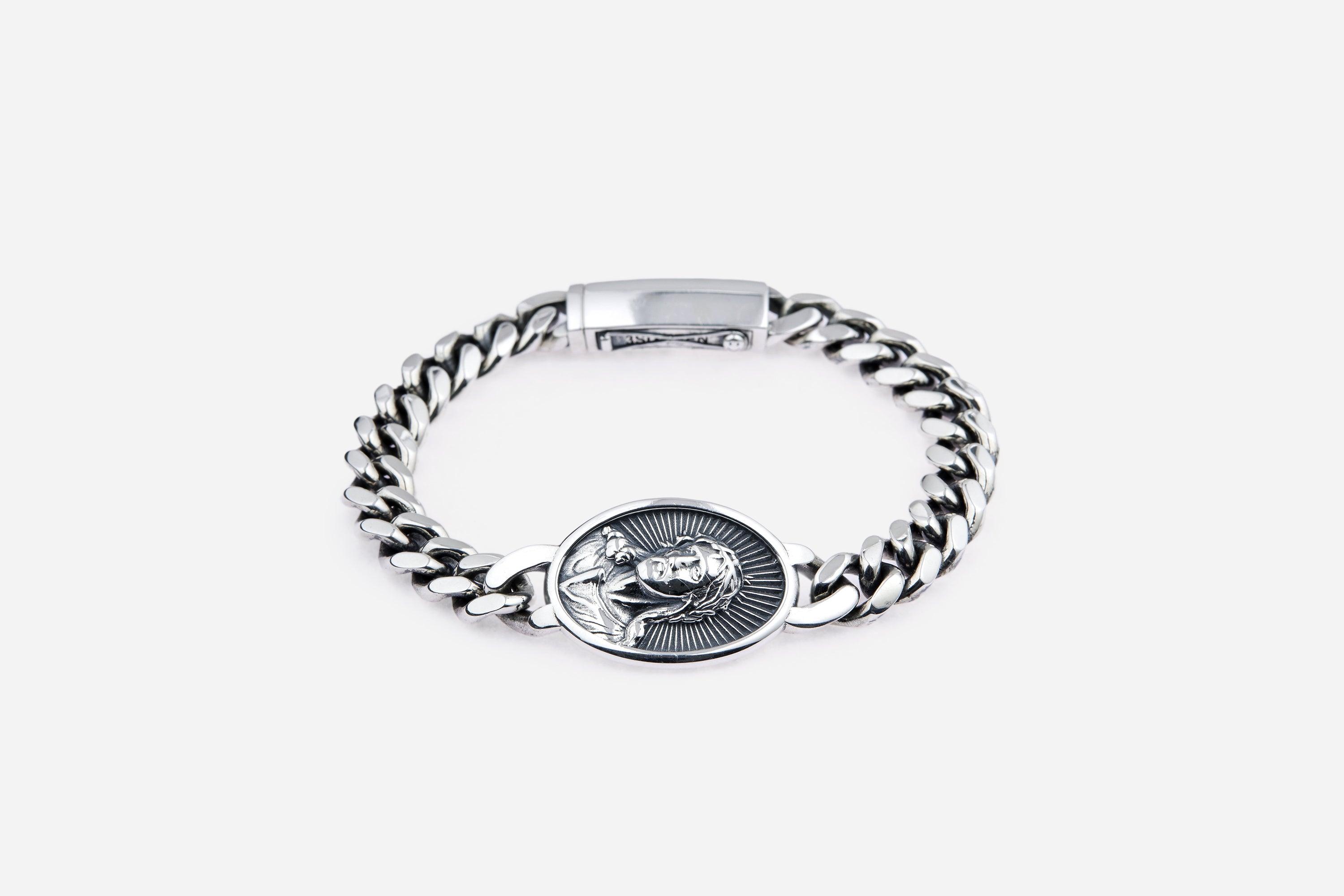 "Jesus Peace" Cuban Bracelet ~ Sterling Silver