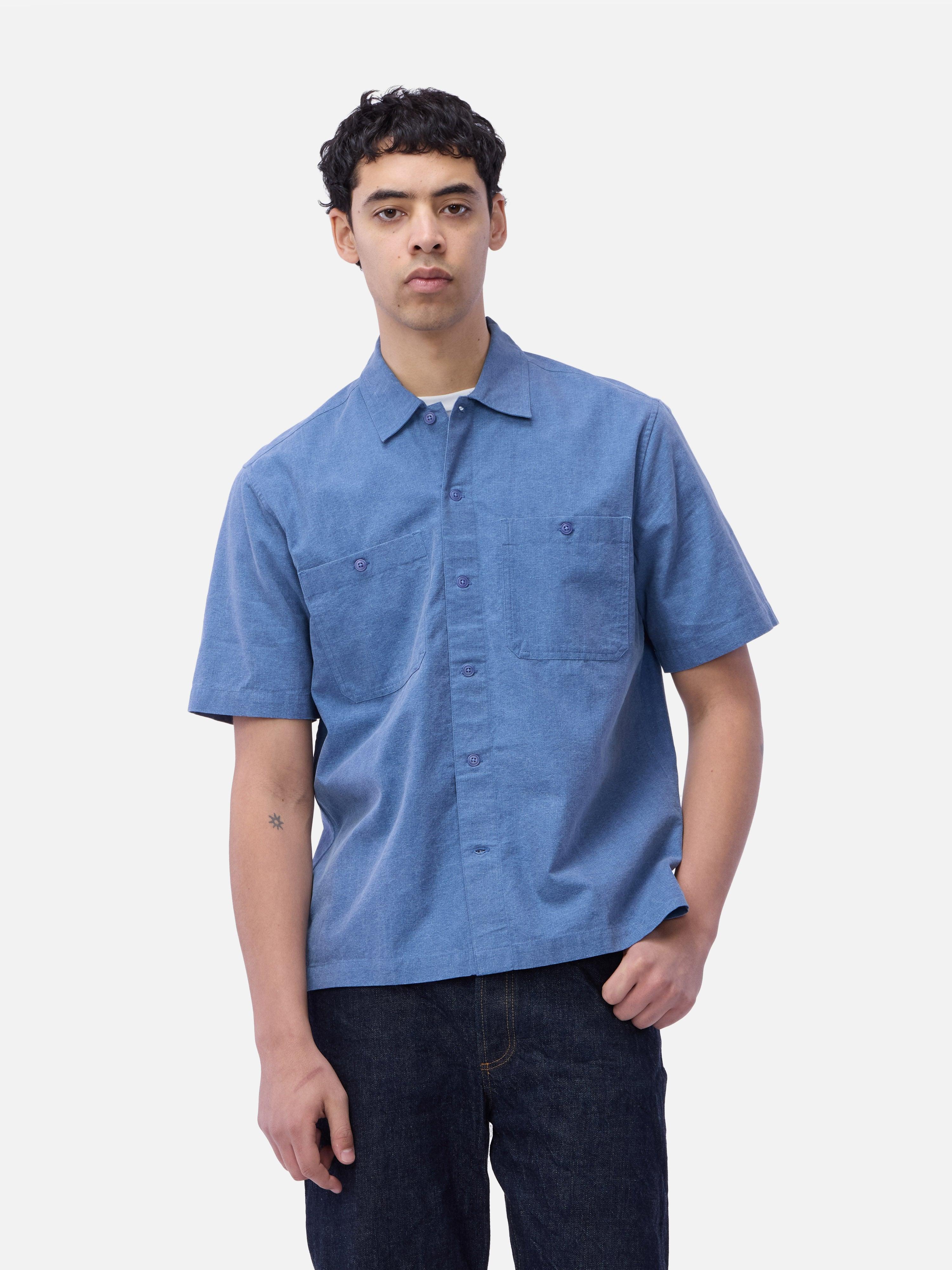 Short Sleeve Workshirt ~ Blue Pigment Dye