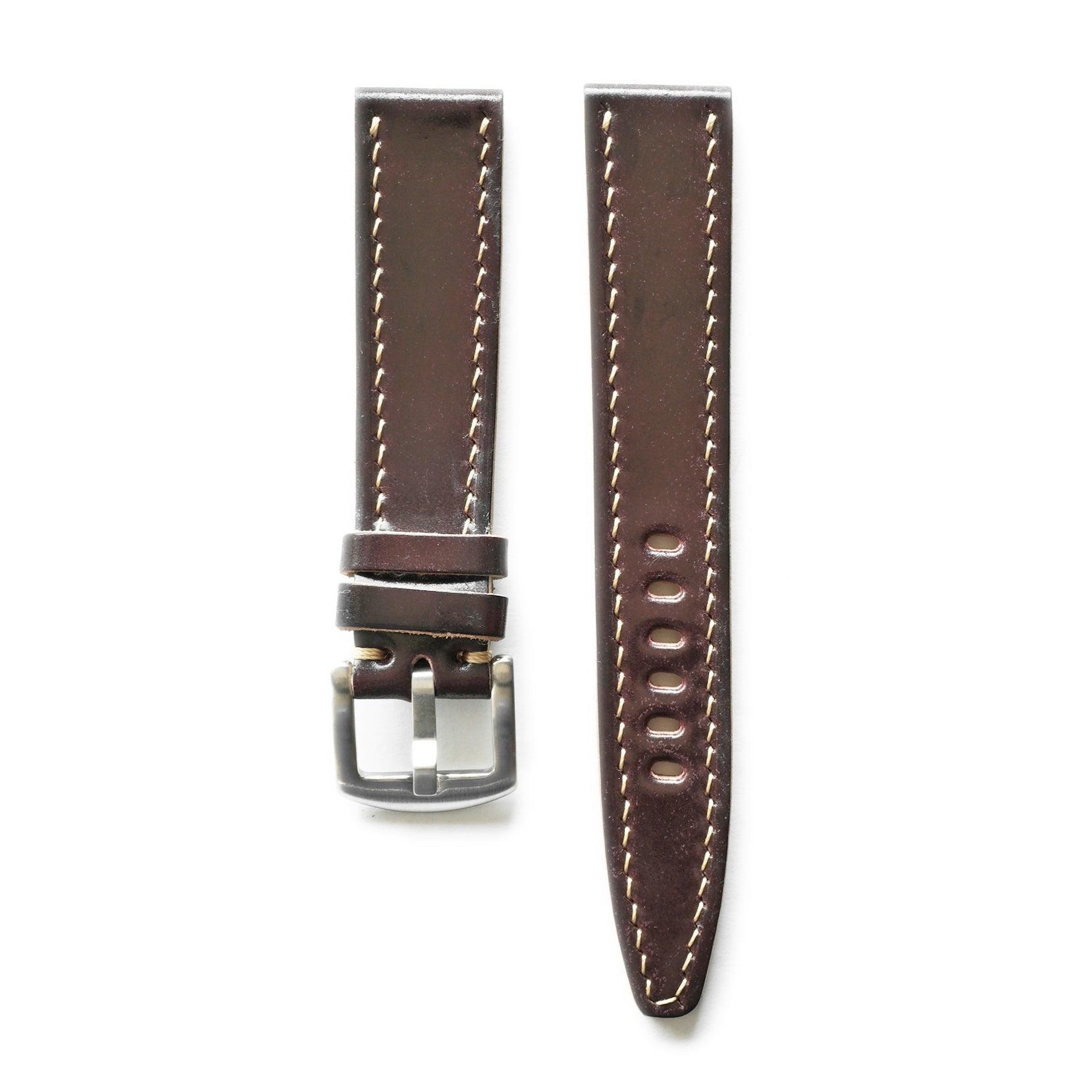 OGL WTC Hand-Stitched Horween Shell Cordovan Watch Strap - No. 8
