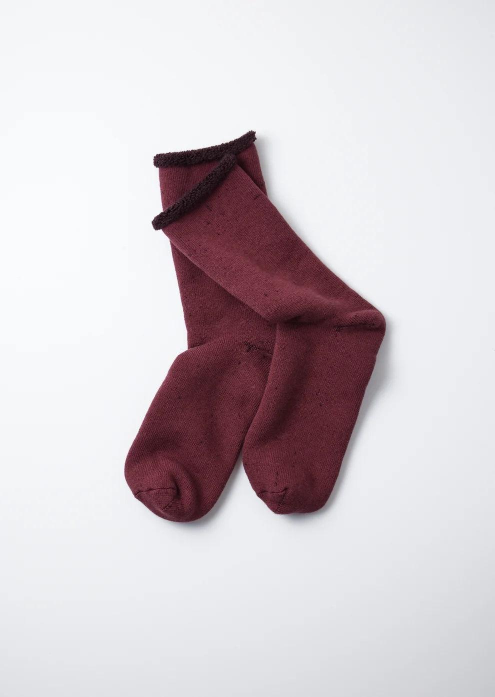 Double Face Cozy Sleeping Socks in Extra Fine Merino - Wine/Bordeaux