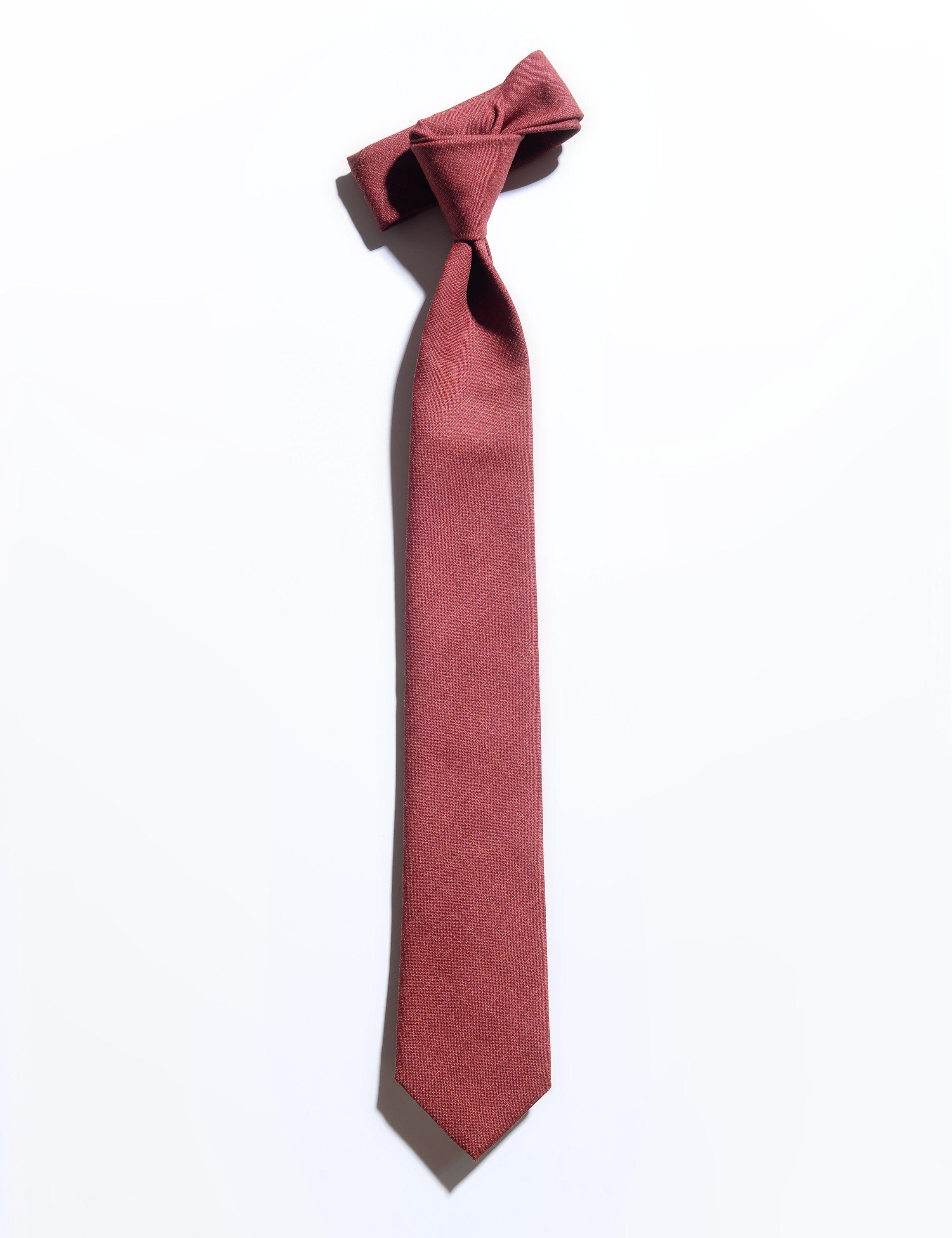 Wool Silk/Linen Tropical Tie in Sienna Red