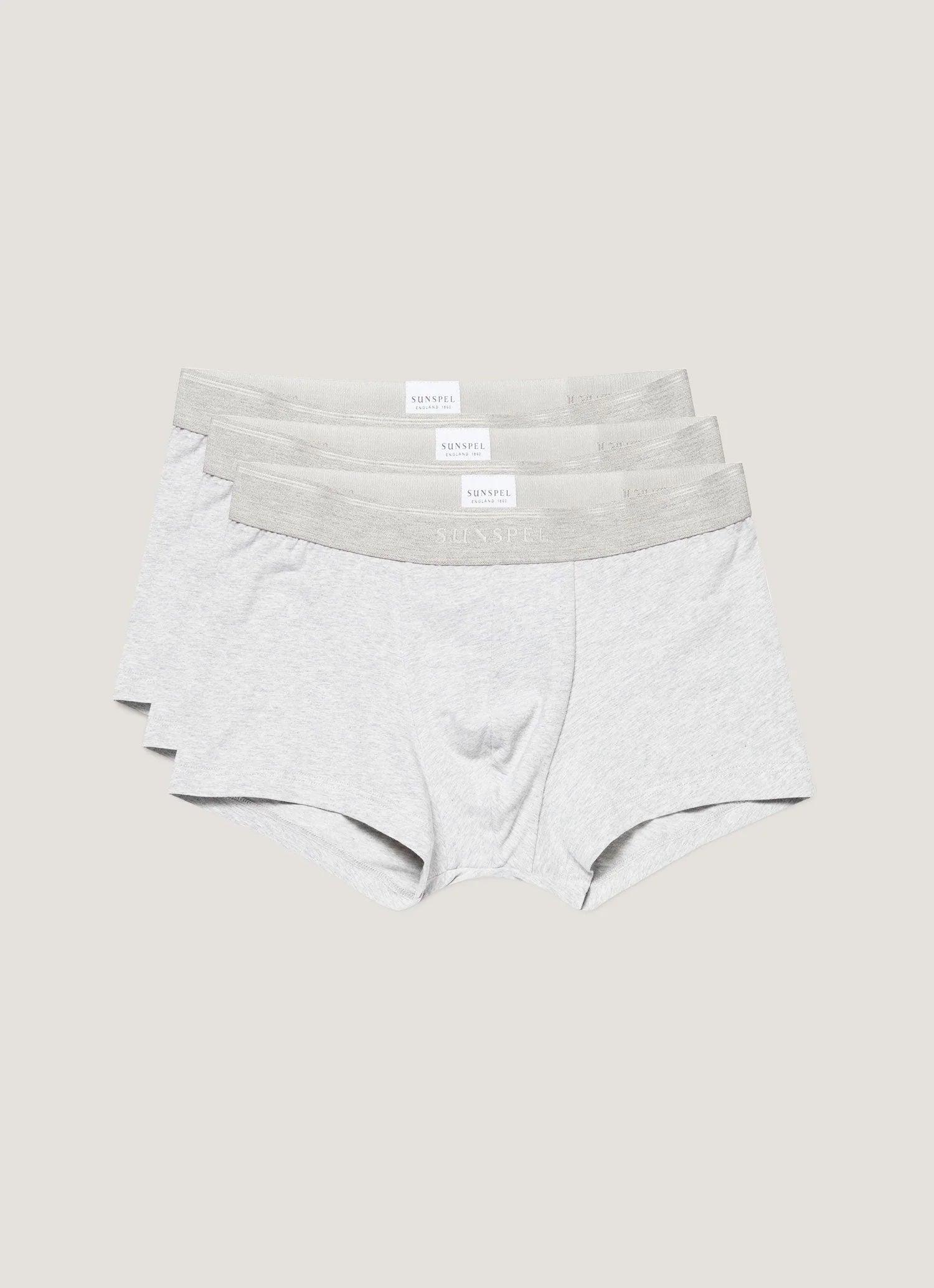 Stretch Cotton Trunks 3-Pack - Grey Melange