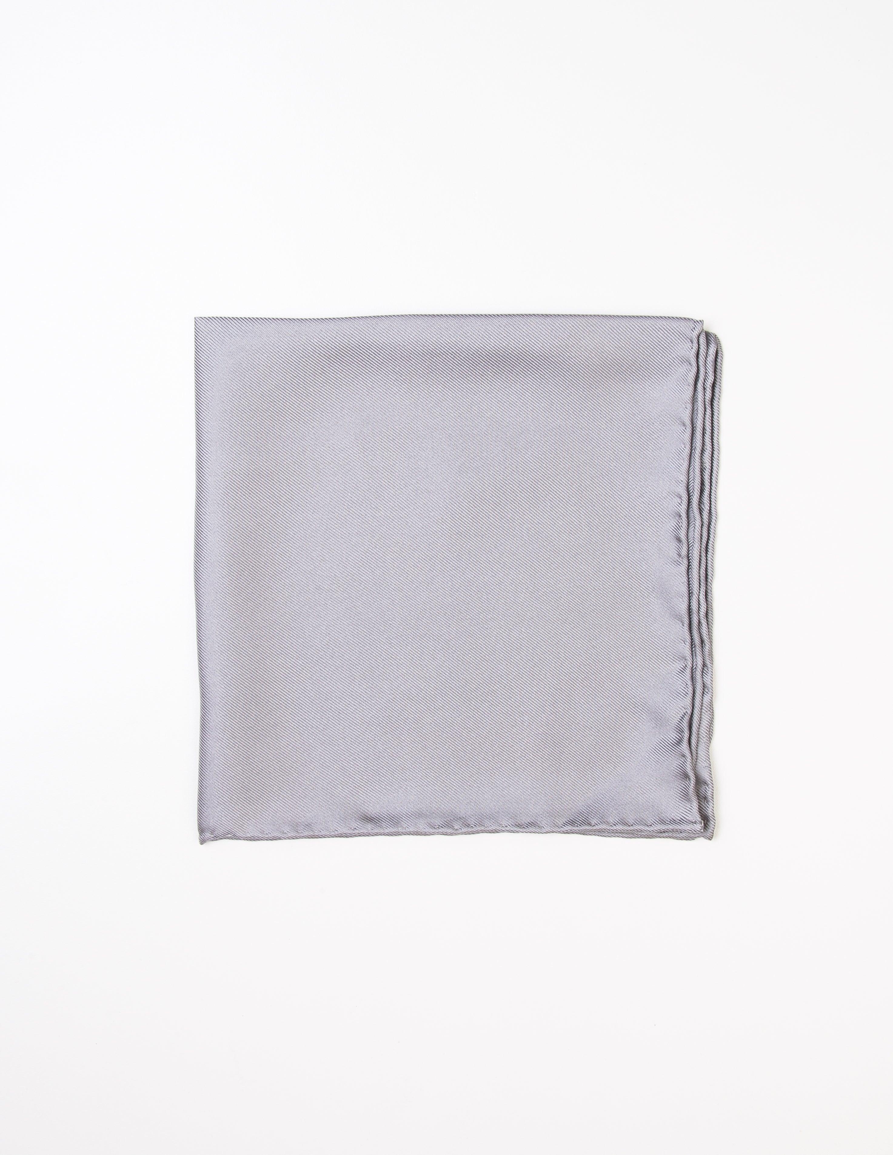 Solid Silk Pocket Square in Grey